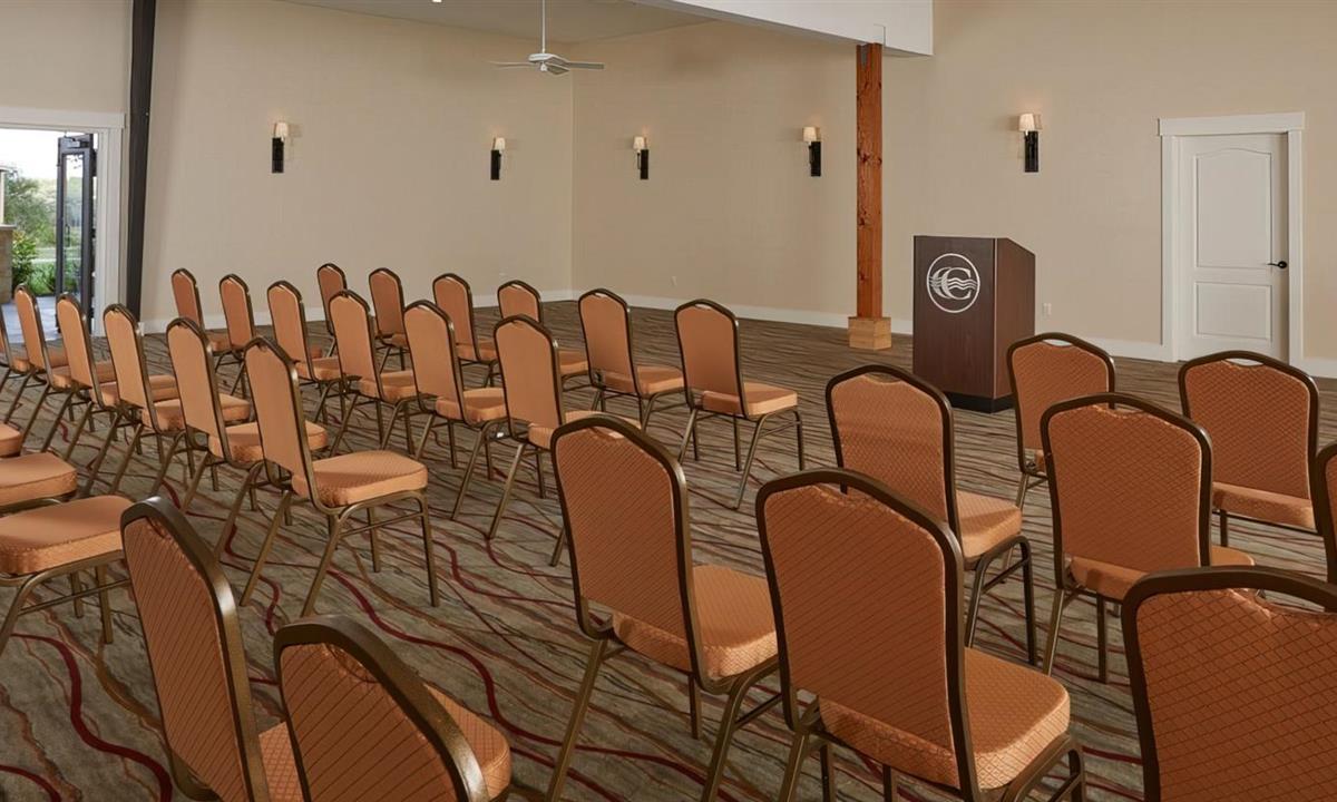 Meeting space with lots of chairs setup