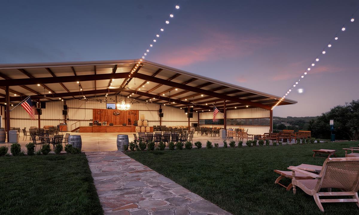Pavilion music venue view at dusk 
