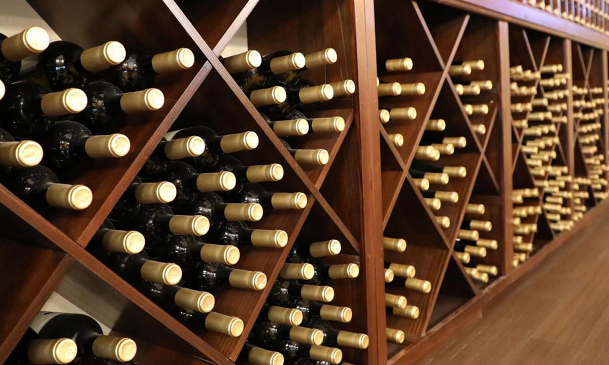 Wine cellar filled with bottles of wine