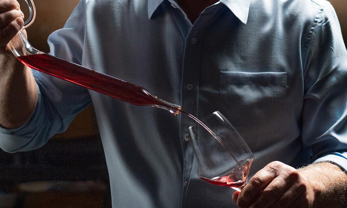 pouring wine from decanter
